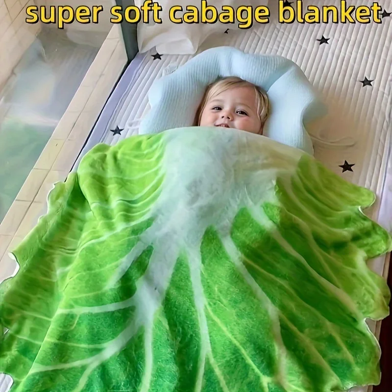Baby Simulation Cabbage Wrapped Blanket Super Soft and Skin Friendly Flannel Nap Blanket Air Conditioning Cover Office Blanket 2