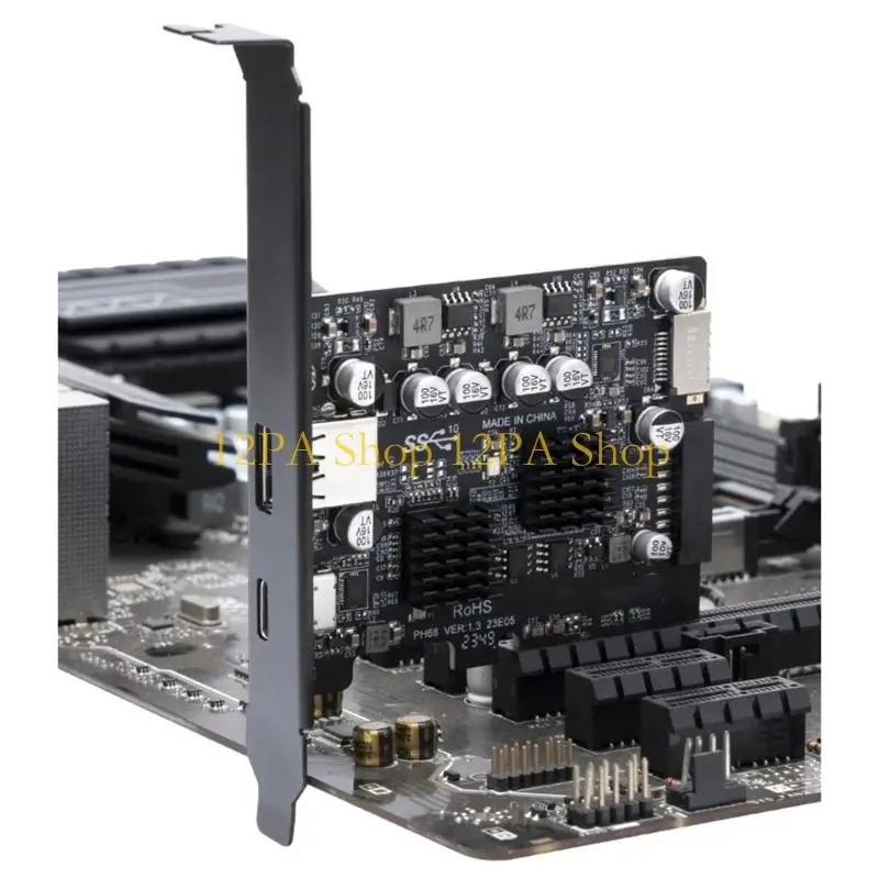 12PA USB PCIE 카드 유형 C 어댑터 카드 PCIE 4X USB 3.2 10Gbps 데이터 전송
