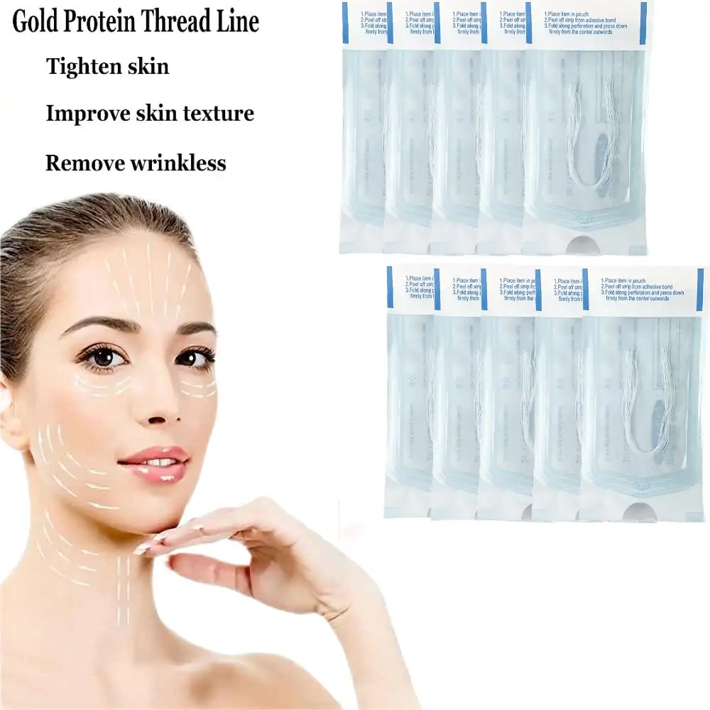 12-360PCS No Needle Gold Protein Line Absorbable Anti-wrinkle Face Filler Lift Firming Collagen Thread Anti-Aging Facial Serum