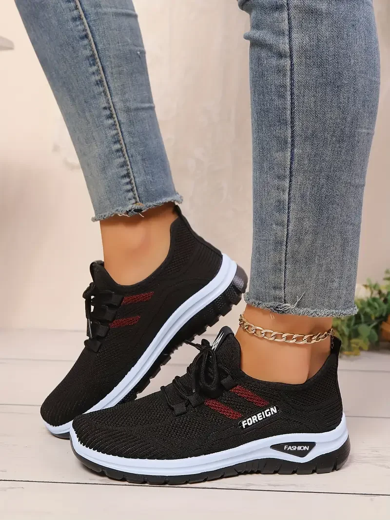 Women’s flying woven mesh slip‑on walking shoes with anti‑slip sole 4521