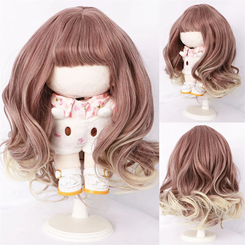 

Doll Wig for 20cm Plush Dolls Brown Curly Long Hair DIY Hair Wigs Heat Resistant Fiber Hair Wefts Accessories Toys Handmade