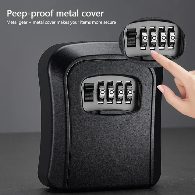 Key Safe with Combination Lock 5 Key Capacity Lock Key Storage Box Wall Mount Outdoor Lock Box for House Keys 5