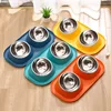 1pc Stainless Steel Double Cat Dog Bowl Cat Food Container Non-slip Base Pet Water Feeder Tilt Safeguard Neck Puppy Cats Bowls 3