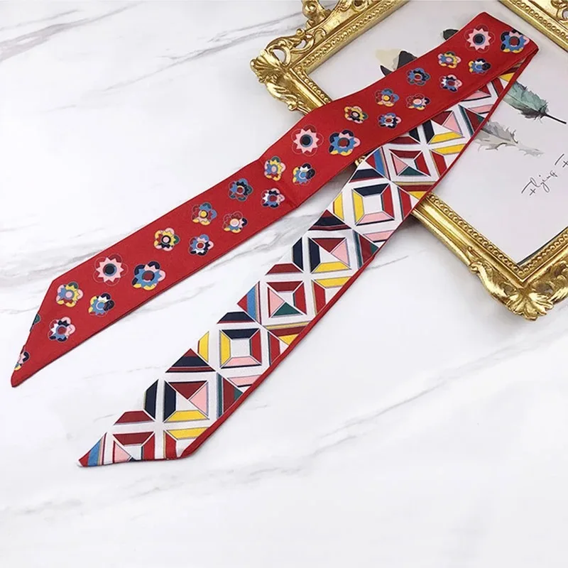 2026 Frühling Neu Geometrischer Diamant-Muster Kleine Blumen Damen Dekorativer Kleiner Seidenschal für Taschengriffe und Bänder – Detail 11