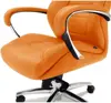 Genuine Leather Aluminum Base High Back Executive ChairHeavy People Ergonomic Back - Office Chair Orange 6