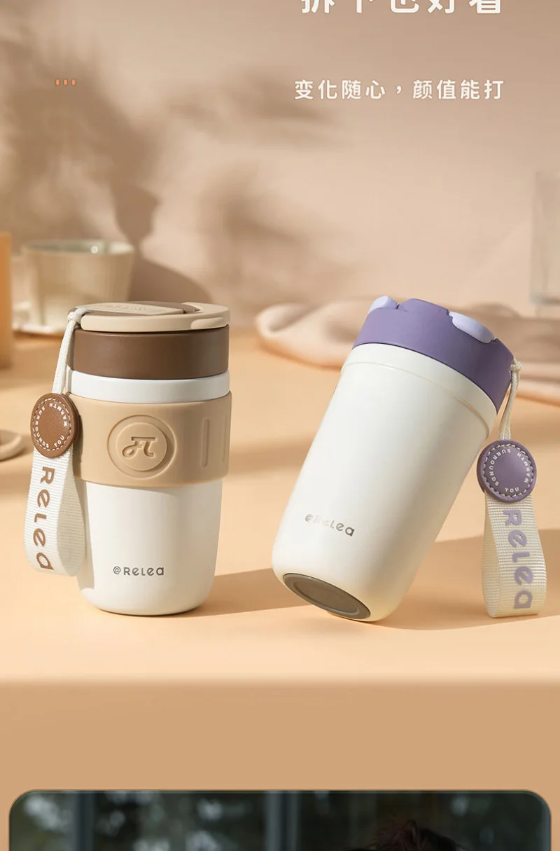MIJIA Stainless Steel Coffee Cup 400ML Thermos Mug Leak-Proof Thermos Travel Thermal Vacuum Flask Insulated Cup Water Bottle