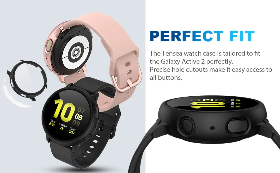 PC Hard Case for Samsung Galaxy Active 2 44mm 40mm Bumper Full Around Glass+ Screen Protector Cover for Galaxy Watch Active 2