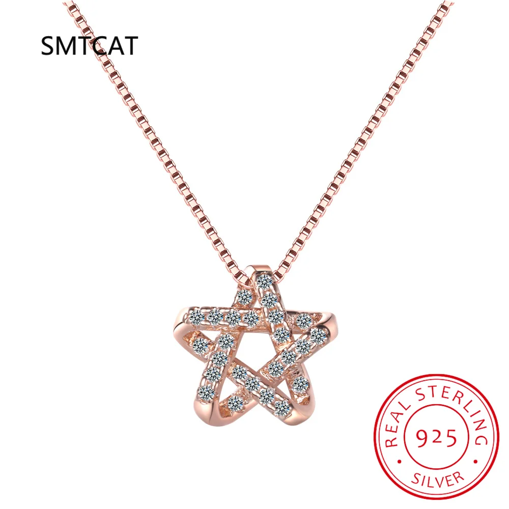 Pendant Necklace 925 Sterling Silver Star of David Pendant Necklace Pave Setting CZ for Women Birthday Gift Fashion Fine Jewelry BSN290 Silver Necklace,Silver Pendant