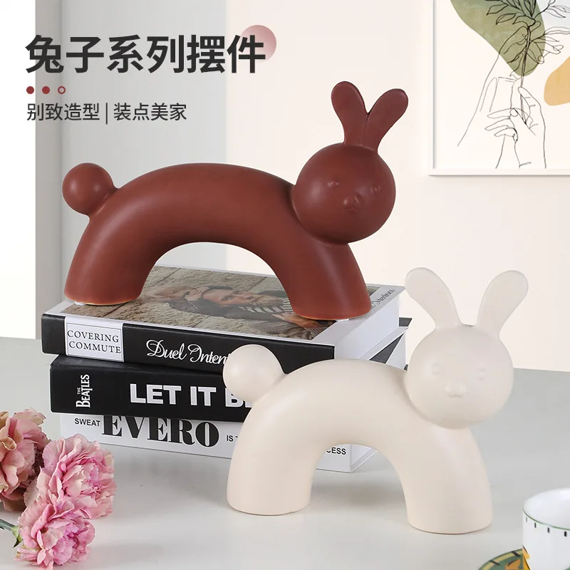 

Wholesale Nordic minimalist ins ceramic rabbit ornaments creative home living room soft decoration wedding gifts