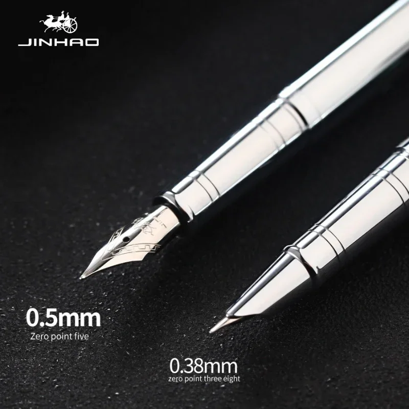 Jinhao 126 Fountain Pen Platinum Luxury Executive Pens 0.5mm/0.38mm Nib Ink Pens Writing Office Supplies Stationery PK 9019 5