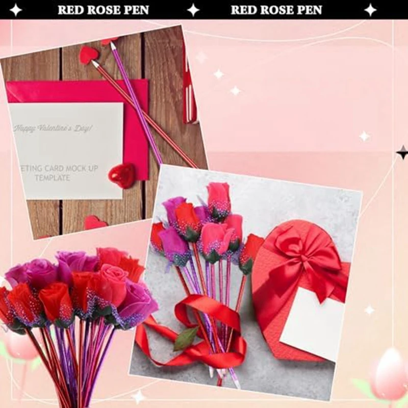 발렌타인 데이 장미 볼펜, 꽃 쓰기 볼펜, 대량 발렌타인 데이 결혼식에 적합, 120 개