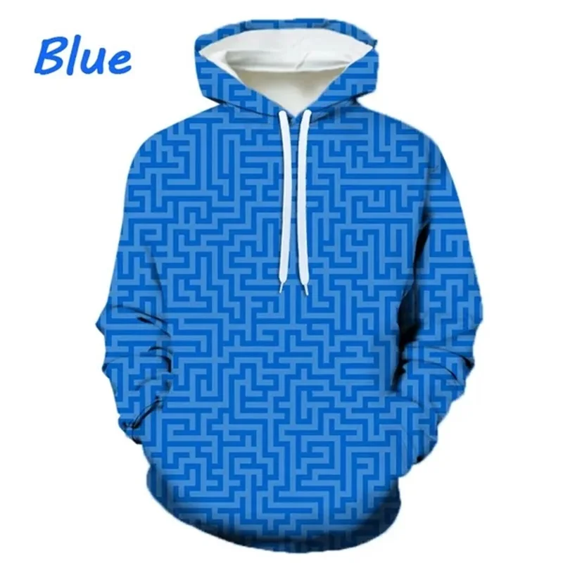 Sudadera con capucha con estampado de laberinto en 3D para hombres y mujeres, estilo informal, de talla grande, con personalidad, estilo moderno, para hombre