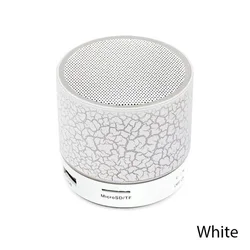 Compact Wireless Bluetooth Speaker with LED Lights and Subwoofer (White)