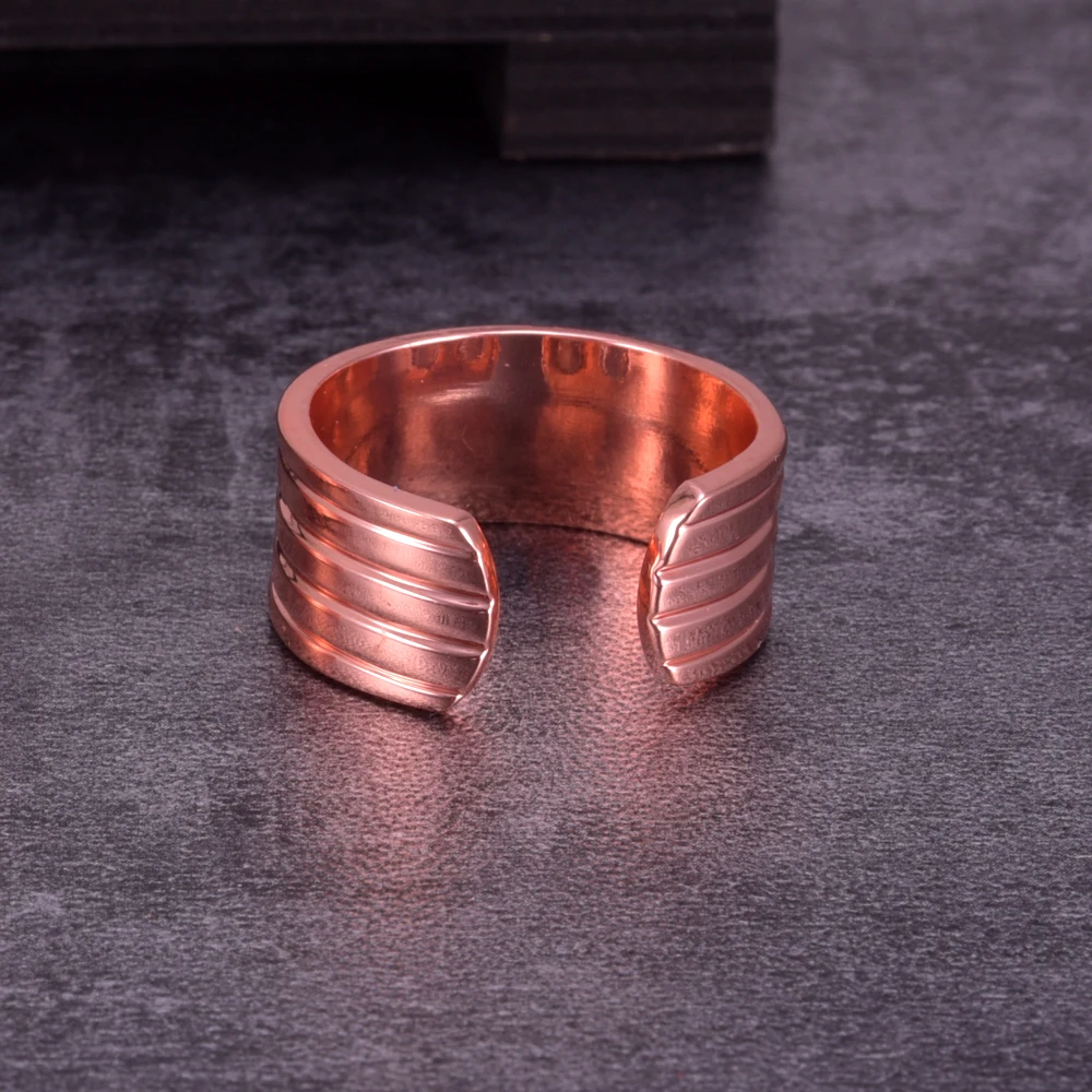 Vinterly Reine Kupfer Magnetringe Streifen 10mm Breit Gesundheits-Energie Finger Offener Armreif Verstellbarer Schmuck Hochmagnetisch Größenverstellbar