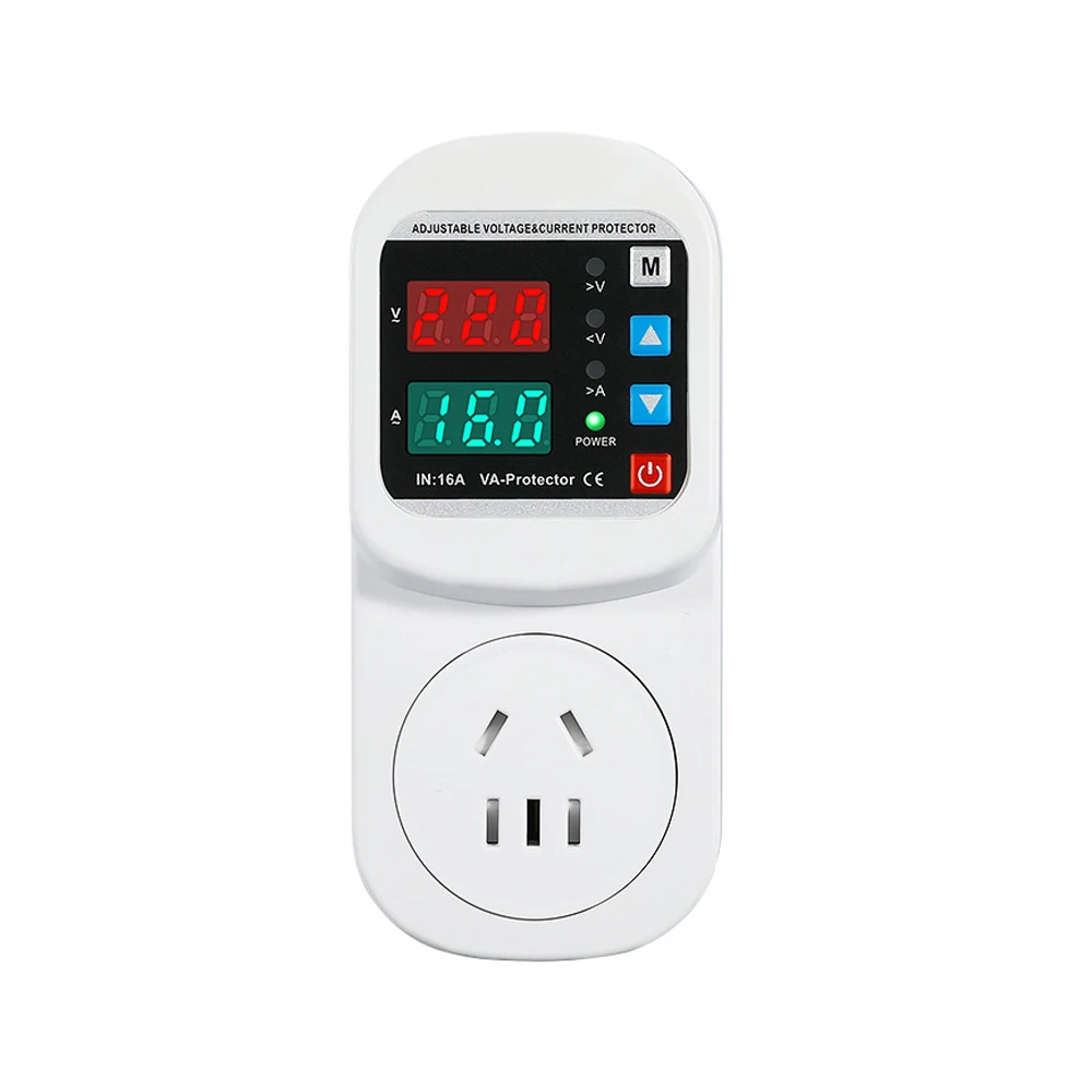 Over Voltage Current Under Voltage Protector Socket AC 220V 110V Adjustable 16A Surge Protector EU Plug Socket Safe