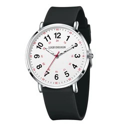 LIGE Elegant Candy Color Silicone Waterproof Women's Wristwatch (Silver black white)
