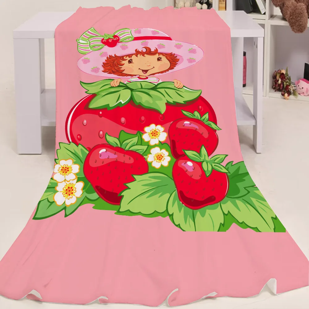 Camping Blanket for Sofa Decoration Strawberry Shortcake Thermal Blankets for Bed Character Blanket King Size Microfiber Bedding 3