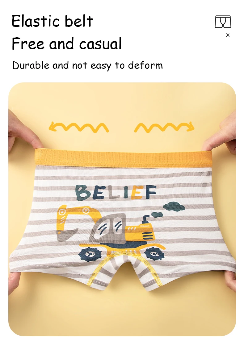 4Pcs Hohe Qualität Baumwolle Kind Boxer Kurze Bagger Junge Boxer Atmungsaktive Kinder Unterwäsche Weichen Boden Panty Für 3-14 jahre Alt – Detail 6