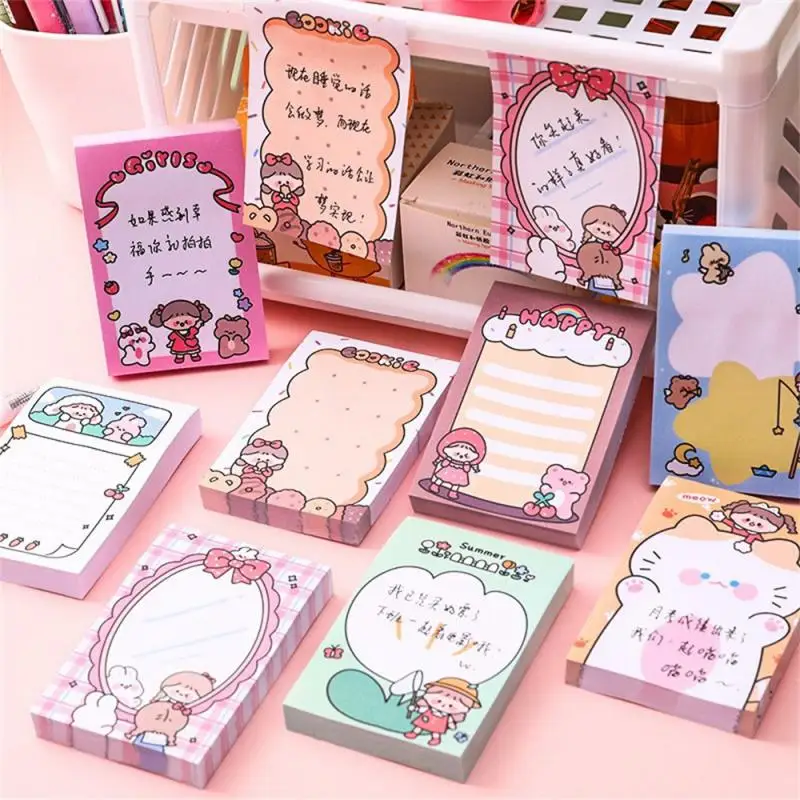 

Doodle Girl Notes Paper DIY Hand Account Material Memo Notepad Message Sticker Student Office Stationery for Home Accessories