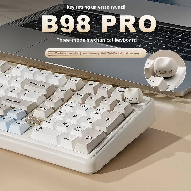 YUNZII B98PRO 기계식 키보드 블루투스 지원 QMK/VIA 가스켓 구조 및 다기능 노브가 있는 Mac용 사무용 키보드