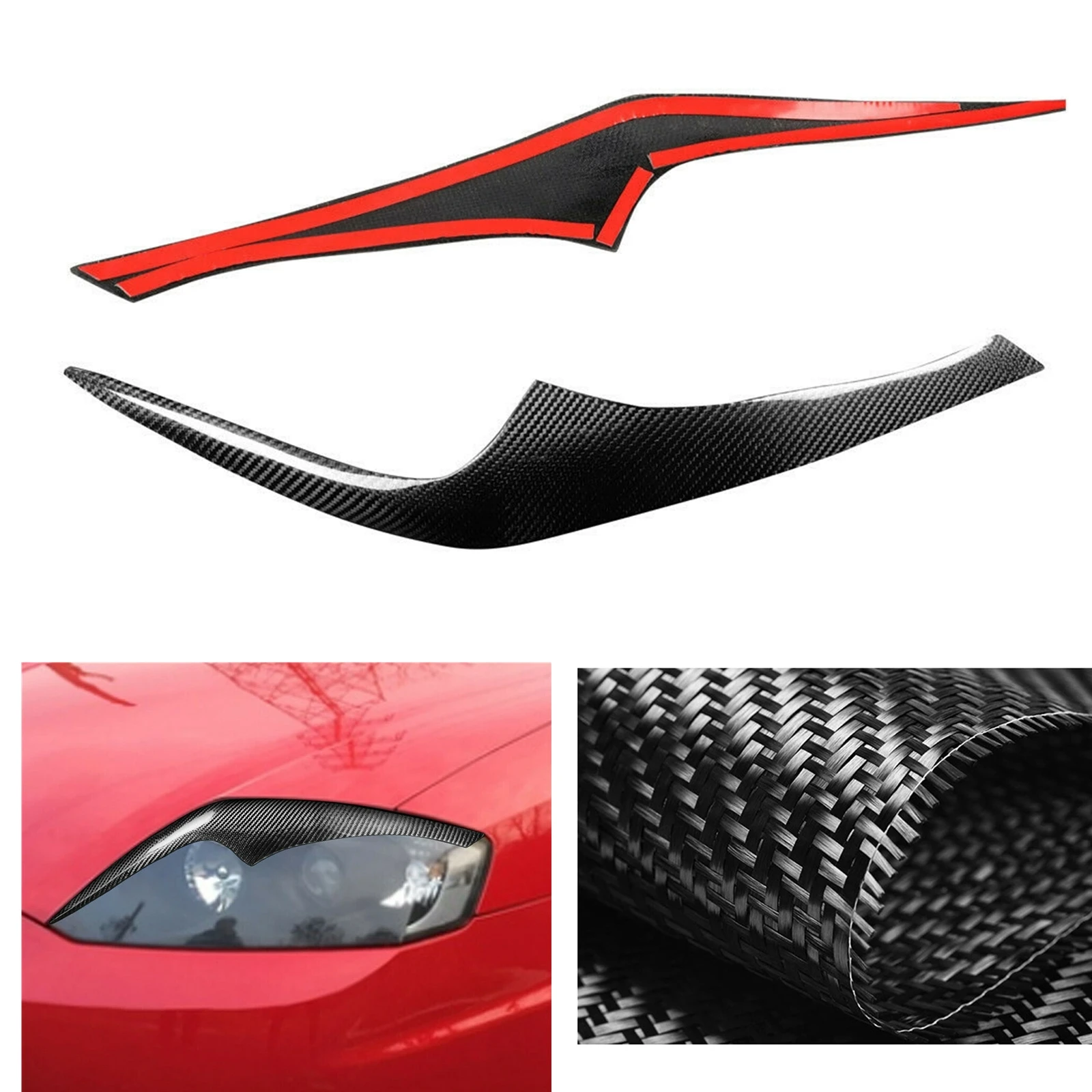 

Carbon Fiber Headlight Eyebrow Sticker Front Head Light Lamp Cover Trim Headlamp Eyelid For Hyundai Tiburon 2003-2008