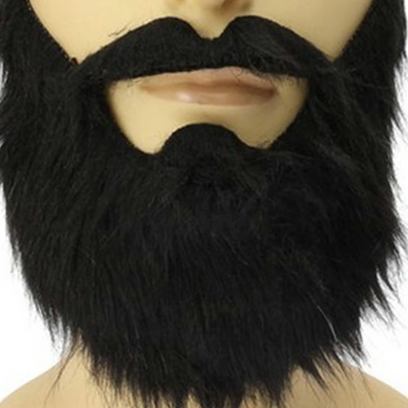652F Halloween Fake Beard Funny Fake Mustache Facial Hair Disguise Accessories Black Mustache Costume Party,Cosplay Supplies
