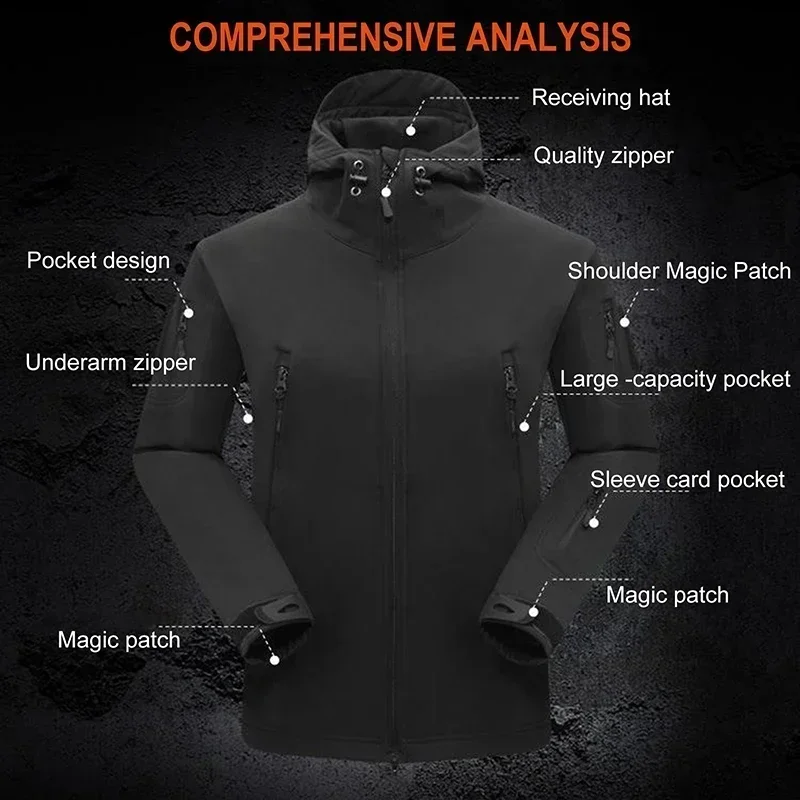 Hiking Jackets New Autumn Men's Camouflage Fleece Tactical Windbreakers