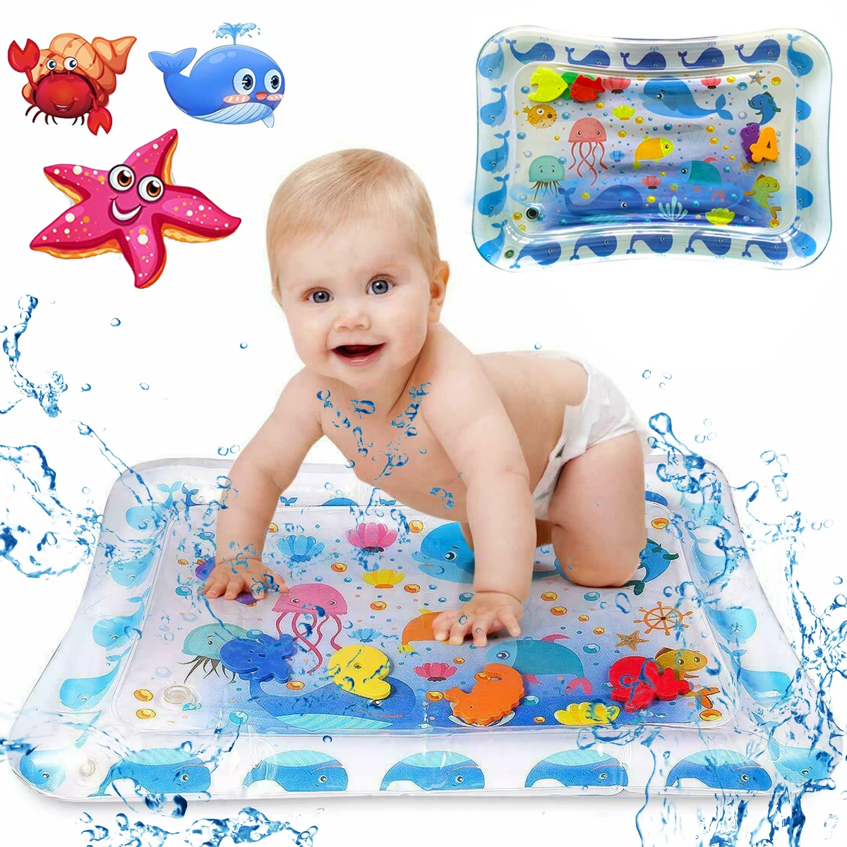 

Kids Inflatable Pat Pad Toys Thickened PVC Play Pad Baby Floor Crawling Pads Swimming Pool and Bathroom Inflatable Pad Play Toys
