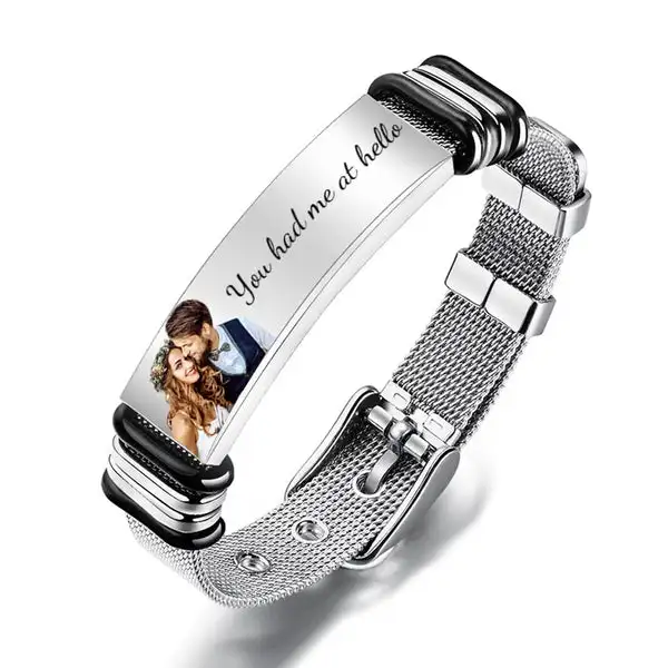 Personalized Men Bracelet-engrave your message Stainless Steel Men Bracelet Personalized Gift for husband