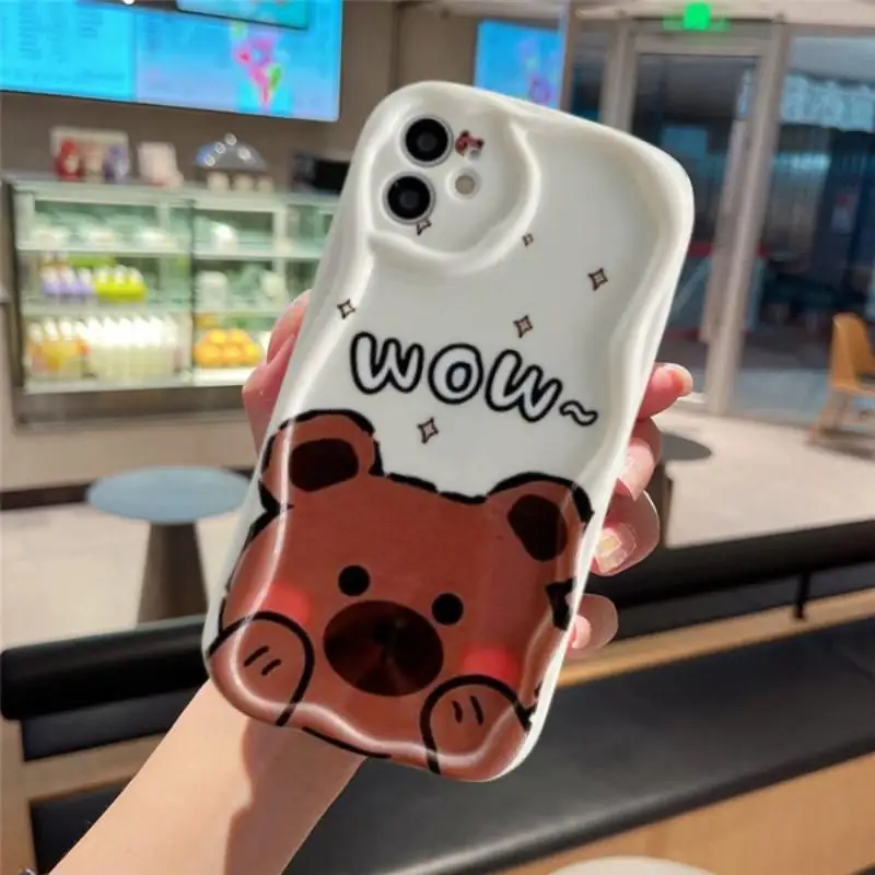 Cute Bow Teddy Bear Silicone Cartoon Phone Case Cover