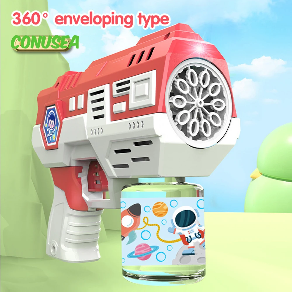 Sapceman Bubble Gun Soap Bubbles Machine Led Light Electric Astronaut Bubble Maker Blower Pomperos Outdoor Wedding Party Games electric magic wing wand automatic soap bubble blowing gun blower machine light music funny outdoor girls toys for kids gifts