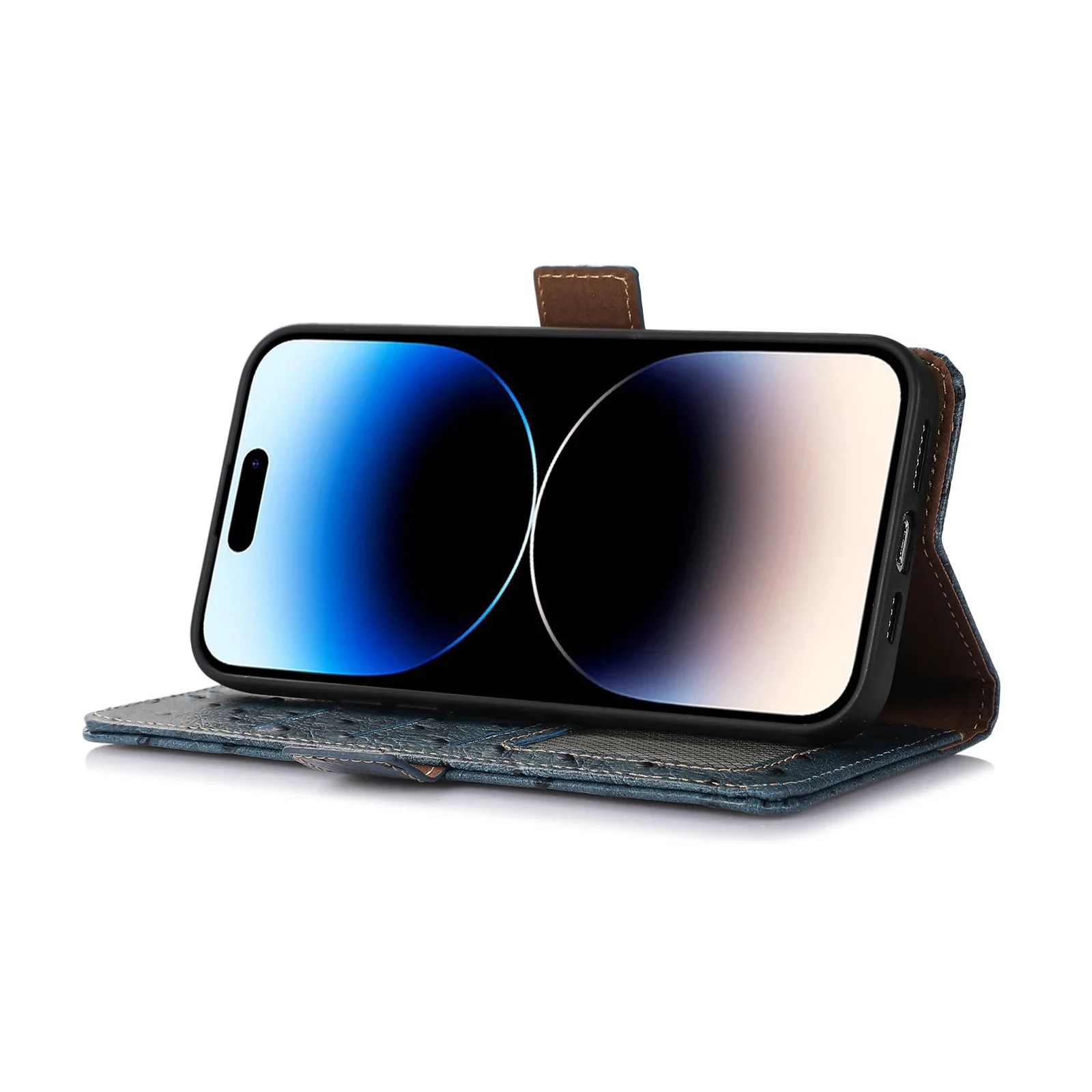 Genuine Leather Flip Case For Samsung Galaxy S24 S23 Ultra A55 A54 A15 Ostrich RFID Blocking Card Slots Magnetic Wallet Cover