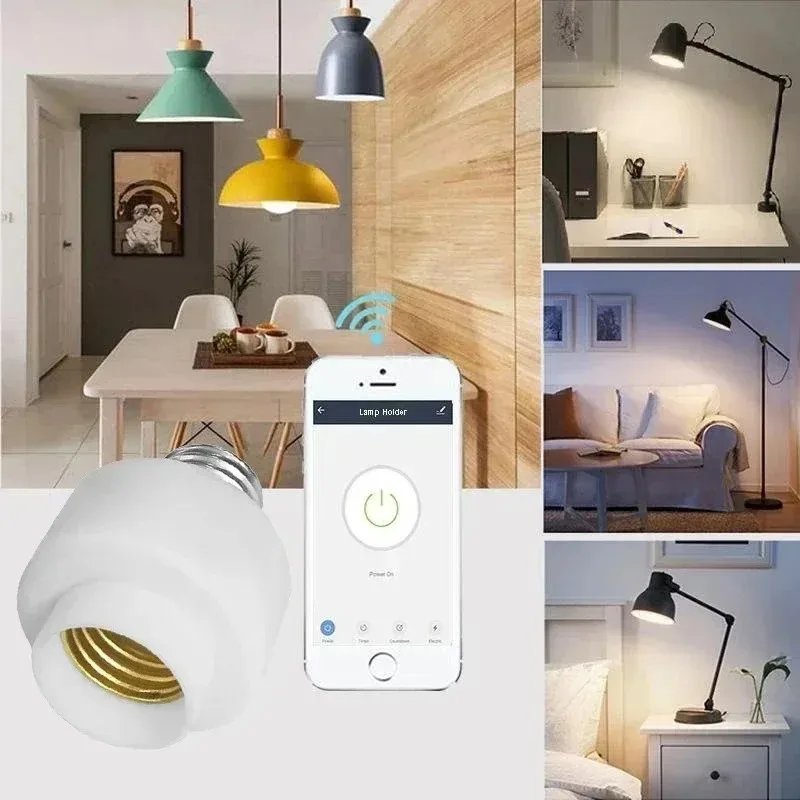 שקע חכם Tuya WiFi BL E27, מתאם למנורות, מתג תאורה למטבח וחדר שינה, שליטה קולית עם Alexa ו-Google Home