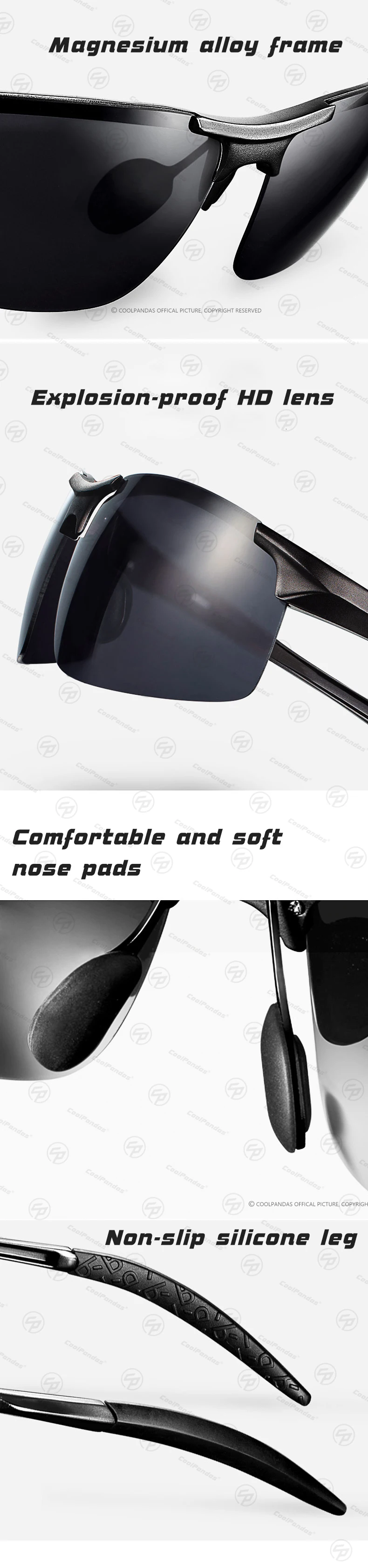 CoolPandas Marke 2025, Aluminium-Sonnenbrille für Männer und Frauen, polarisierte Sonnenbrille, Outdoor-Fahren, blendfrei, Oculos De Sol Masculino – Detail 18