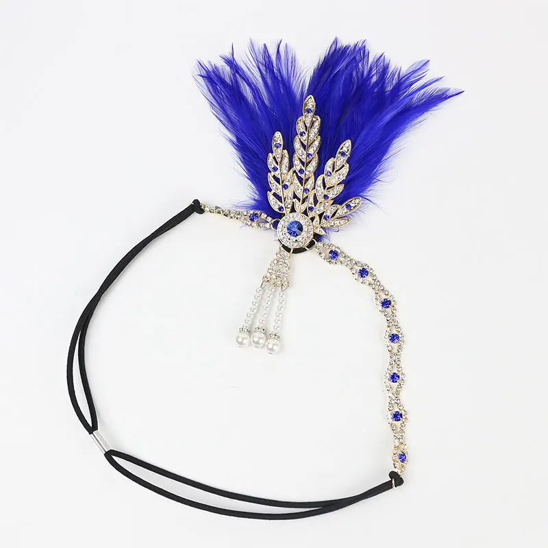 Fascia Anni '20 Con Piume E Perline + Collana Di Perle Finto – Accessorio Vintage Per Feste Gatsby, Halloween E Cosplay