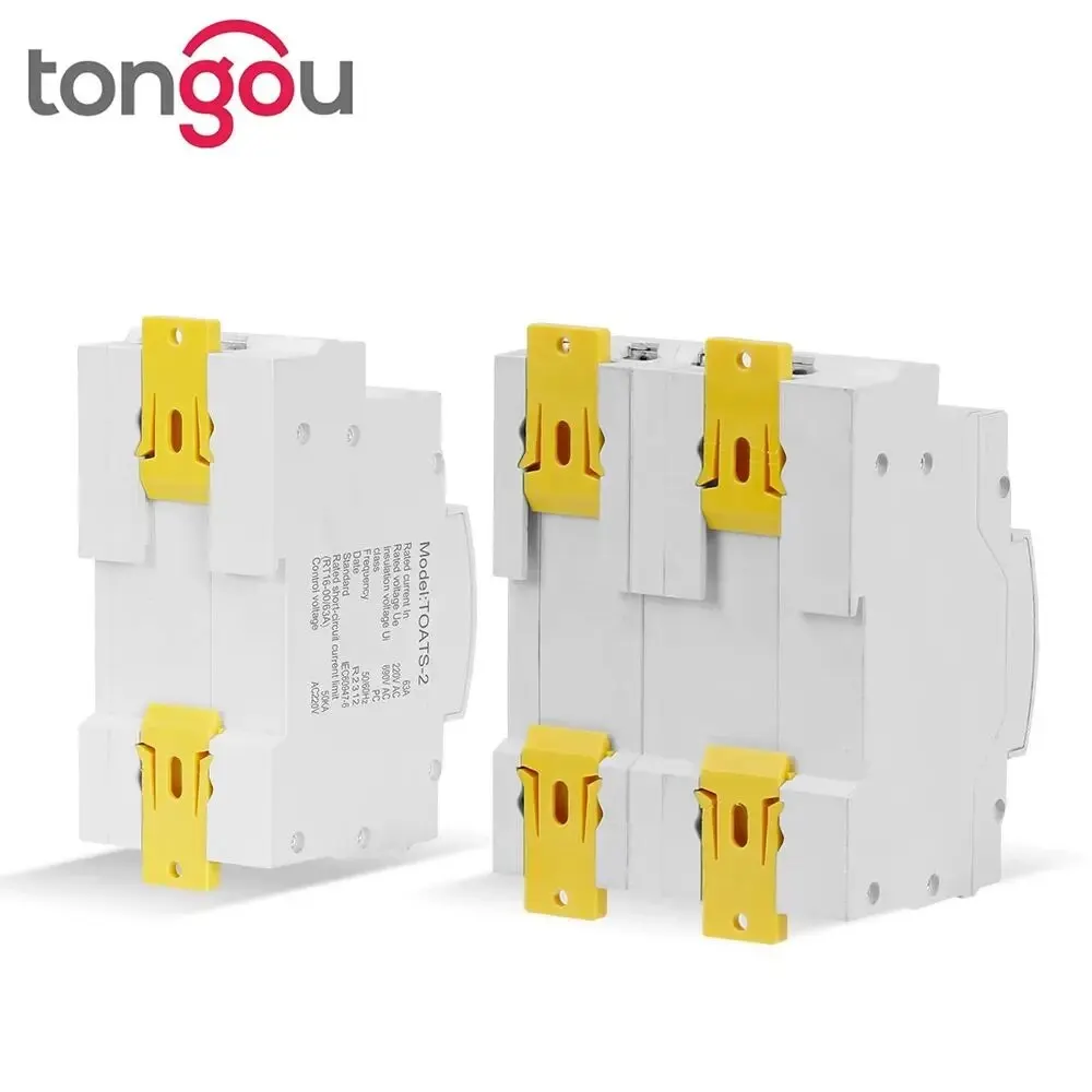 TONGOU Din Rail 2P 4P ATS Dual Power Automatic Transfer Switch Electrical Selector Switches Uninterrupted Power 110V 220V 63A