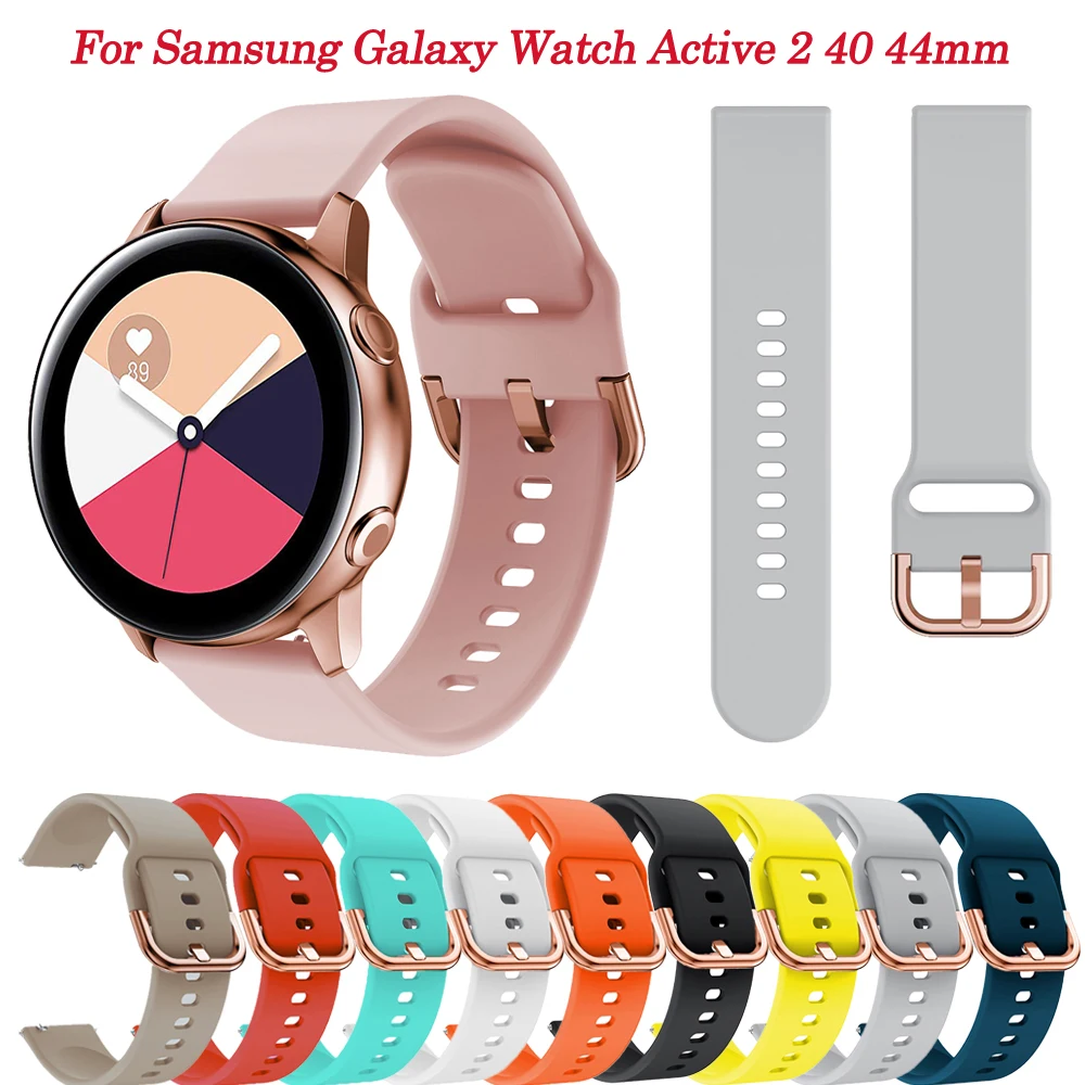 

Rose Gold Buckle 20mm Strap For Samsung Galaxy Watch 5/4 /Classic/3/Gear S2 /Active 2 40 44mm Silicone Watch Band Bracelet Wrist