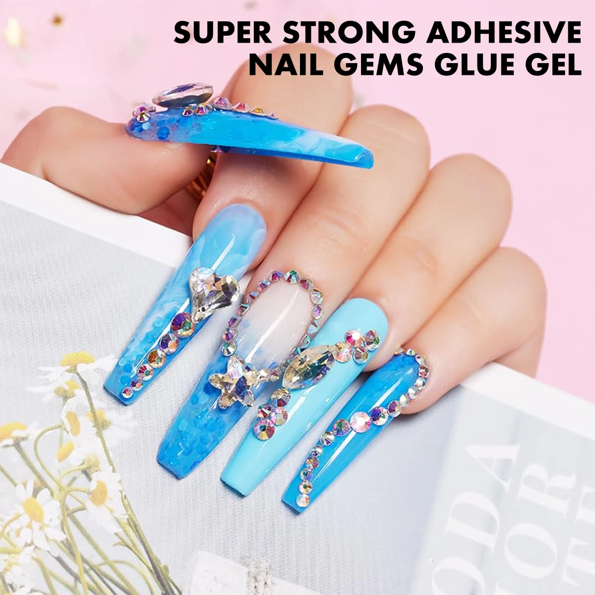 30g Makartt Rhinestone Glue with Royal Blue Glass Crystal Kit  for Shine Nail Art Manicure Makeup DIY Decoration Gem Jewelry 6