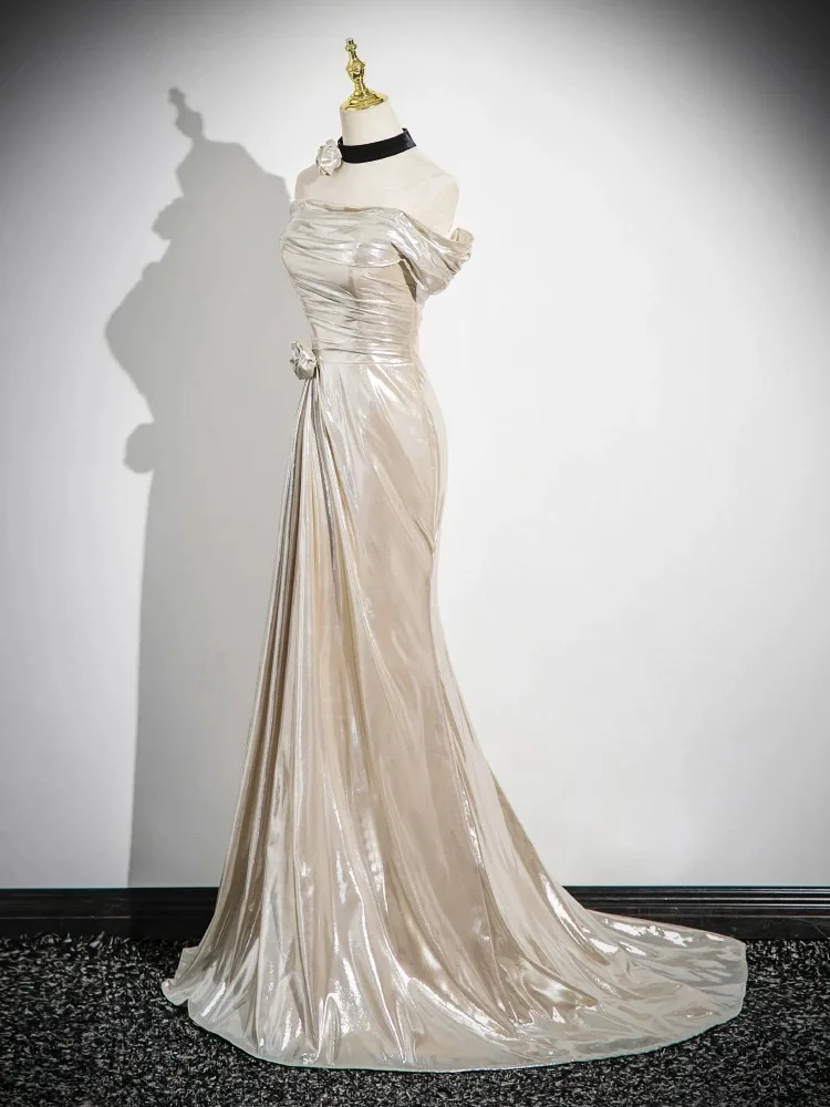 Elegance Ivory Evening Dress Extravagant Off The Shoulder Sleeveless Strapless Mermaid Tail Special Occasion Celebrity Prom Gown