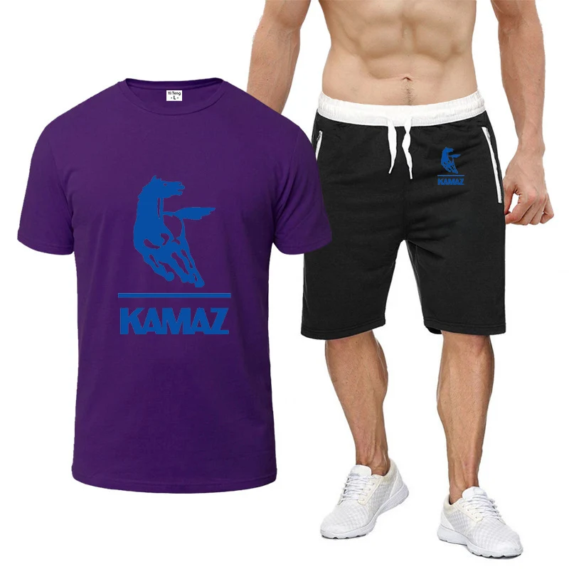 2023 Kamaz men's new leisure suit fashion 2-piece comfortable shorts short-sleeved T-shirt top+shorts sportswear summer sports s