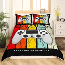 

Boys Gaming Duvet Cover Set Twin Size Kids Video Game Gamepad Bedding Set for Teens Bedroom Decor Soft Gamer Console Game Joysti