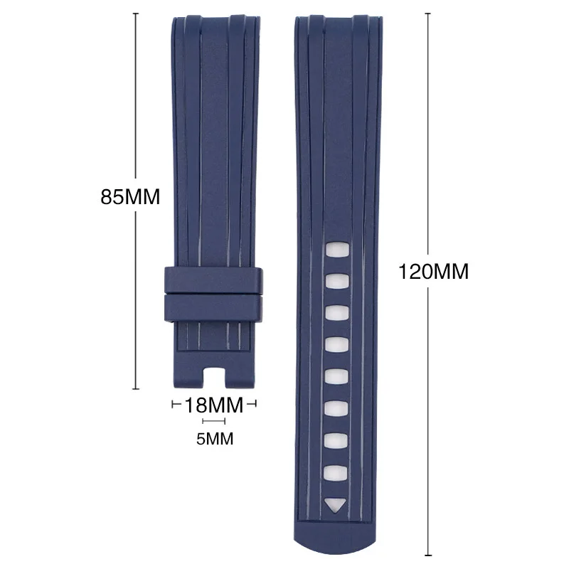 Sport Waterproof Curved End Rubber Strap - 20mm TPU Replacement Band