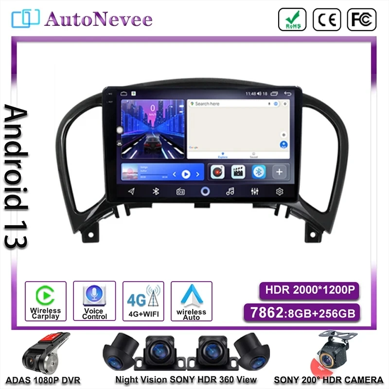 

Android 13 For Nissan Juke YF15 2010-2014 Multimedia Head Unit Car Player Auto Radio Navigation GPS Stereo High-performance CPU