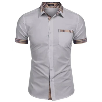 Men's clothing summer short-sleeved Hawaiian ice silk shirt patchwork shirt casual retro vacation outdoor large size clothing