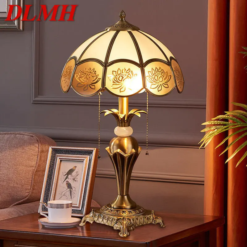 

DLMH Contemporary Brass Gold Table Lamp LED Creative Simple Glass Desk Light Copper For Home Study Bedroom Bedside