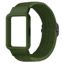 Adjustable Nylon Loop Sport Strap and Protective Case for Fitness Tracker Watch (Army green)