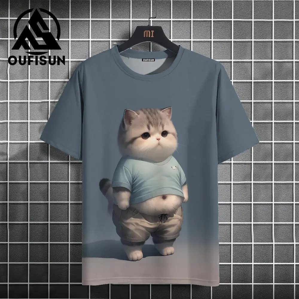 Cheap New Women's 3D Cat Printed Cotton T-shirt O-neck Long Sleeve