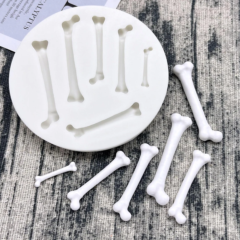 Knochen Halloween Silikon Sugar craft Schokolade Cupcake Backform Harz Werkzeuge Fondant Kuchen Dekorations werkzeuge – Detail 2