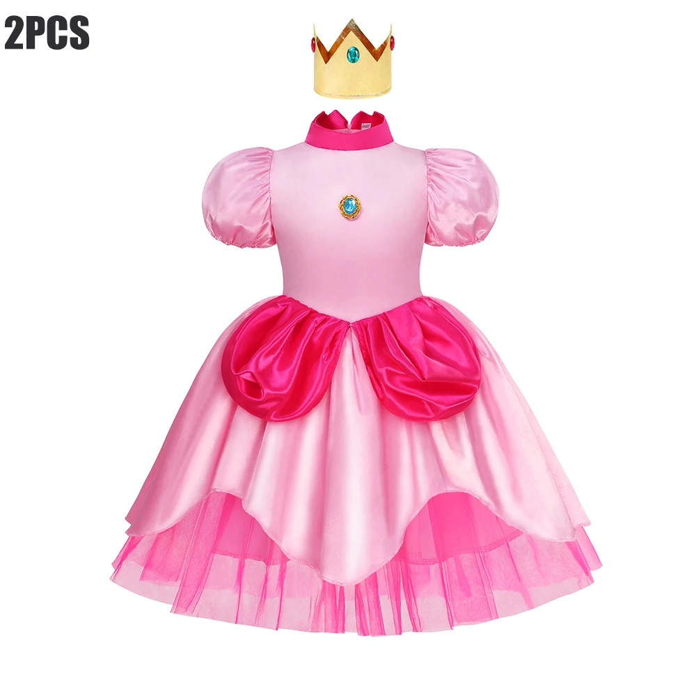 thumbnail image 1 of Disfraz de princesa de melocotón para niños, vestido de actuación de escenario de Margarita y galaxia, traje de fiesta de Halloween de cumpleaños elegante, vestidos de Cosplay, 1 of 5
