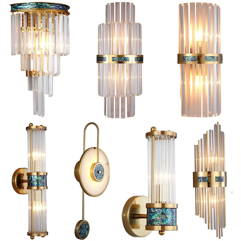 Luxury Shell Glass Rod Wall Lamp Modern Light Living Room Decoration